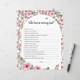 Folha de papel jogo Quem conhece melhor a mamãe?