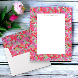 Folha de Papel Personalizada Floral Rosa Vermelho 