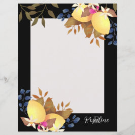 Folha de Papel Preto Monograma Chic Lemon