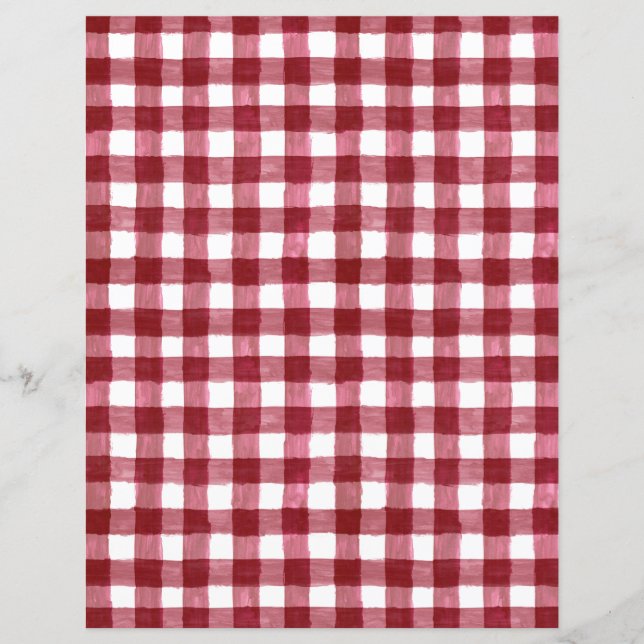 Folha de Papel Rustic Cranberry Red Gingham (Frente)