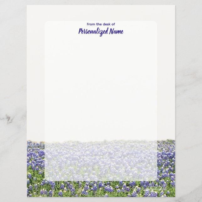 Folha de Papel Sem Linhas Campo Bluebonnet (Frente)