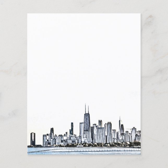 Folha de Papel Skyline de Chicago (Frente)