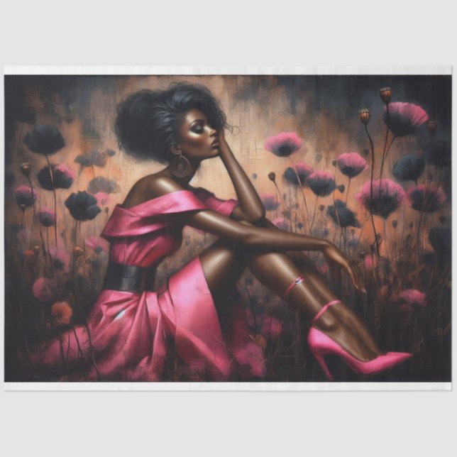 Folha de Papel Tecidual de Destaque, Rosa Quente,  (Frente )