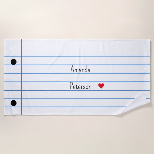 Folha de Papel Vinculada Toalha de Praia do Notebo (Frente)