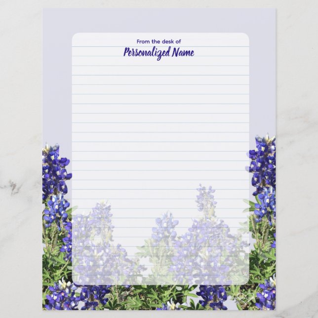 Folha de Papel Vinculado ao Texas Bluebonnets (Frente)