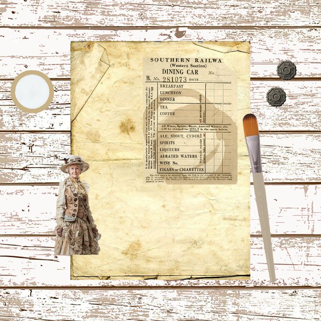 Folha de Papel Vintage Railroad Recebimento (Criador carregado)