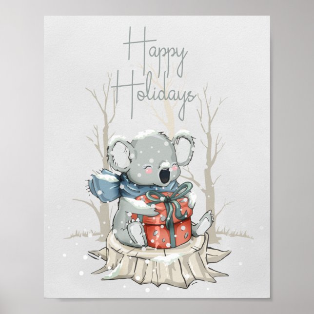 Folha de Poster de Feriados Felizes de Koala (Frente)