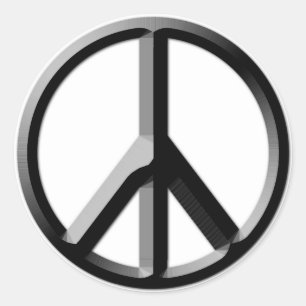 Folha de prata e preta da etiqueta do sinal de paz