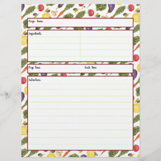 Folha de Receita de Legumes