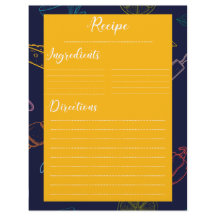 Folha de receitas da cozinha da família de retrorr