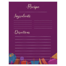 Folha de receitas da cozinha da família retrógrada