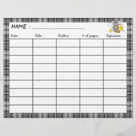 Folha de registro de leitura frente e verso do rat