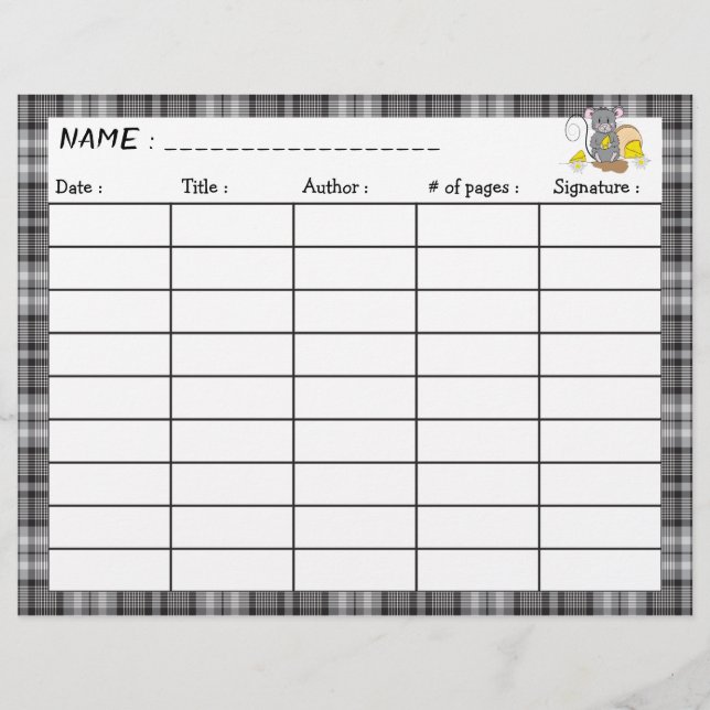 Folha de registro de leitura frente e verso do rat (Frente)