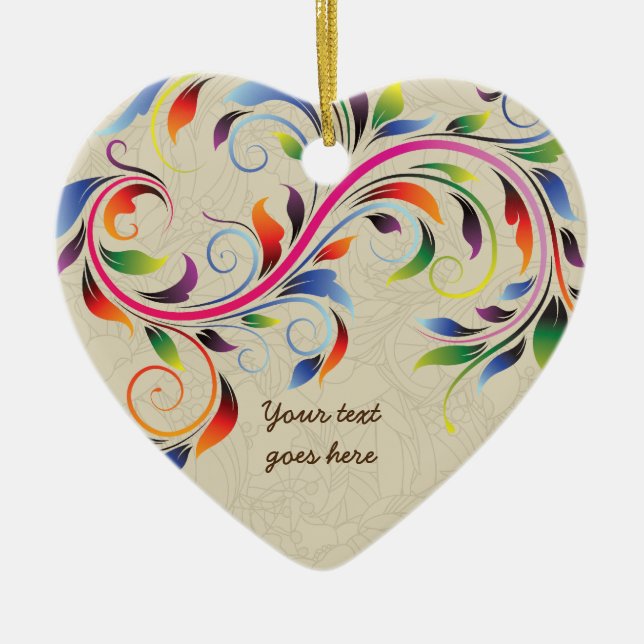 Folha de rolagem colorida, ornamento floral bege (Frente)