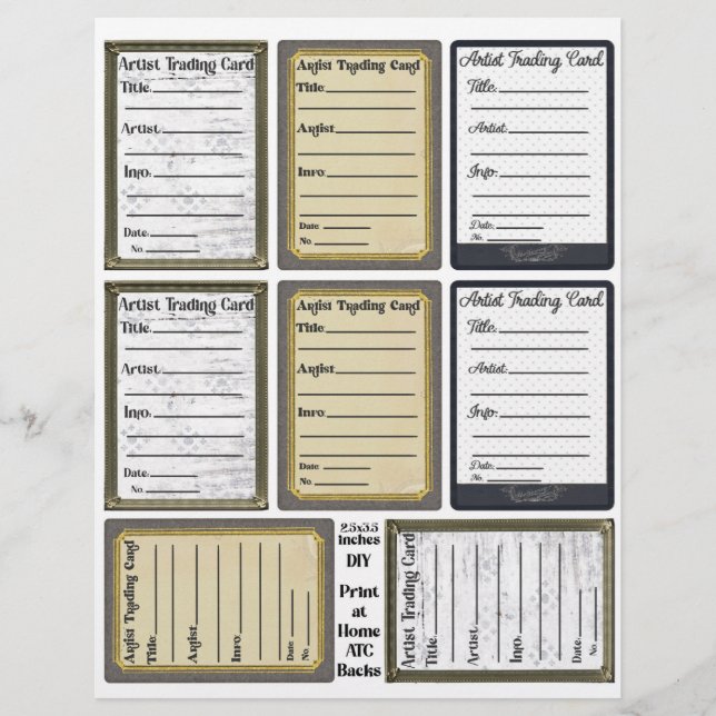 Folha de trás do Cartão de Comércio de Artista (Frente)