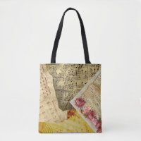 Folha de Vintagens Notas Musicais Tote Bag
