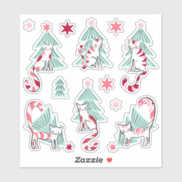 Folha do adesivo Gatos Doces Peppermintos