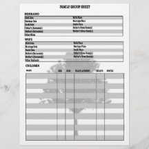 Folha do Grupo Genealogia da Árvore Familiar