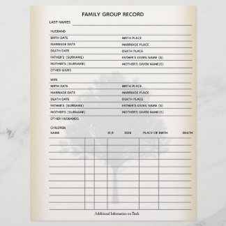 Folha do Grupo Genealogia da Árvore Familiar