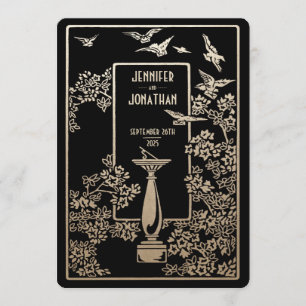 Folha Dourado dos convites do casamento do jardim