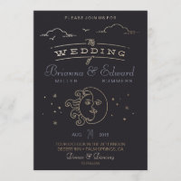 Folha Dourado Sun e convite do casamento da lua