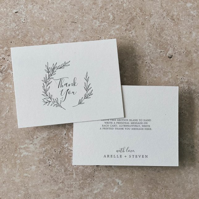 Folha mínima | Cartões de agradecimentos Cinza esc (Criador carregado)