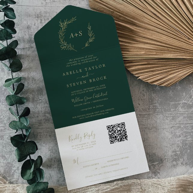 Folha mínima | Casamento do Código QR Dourado e Em (Criador carregado)