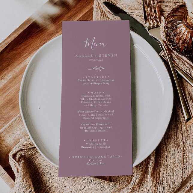 Folha mínima | Menu Janto Mauve Wedding (Criador carregado)