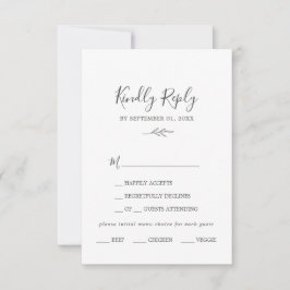 Folha mínima | Placa RSVP de Escolha do Menu da Ci