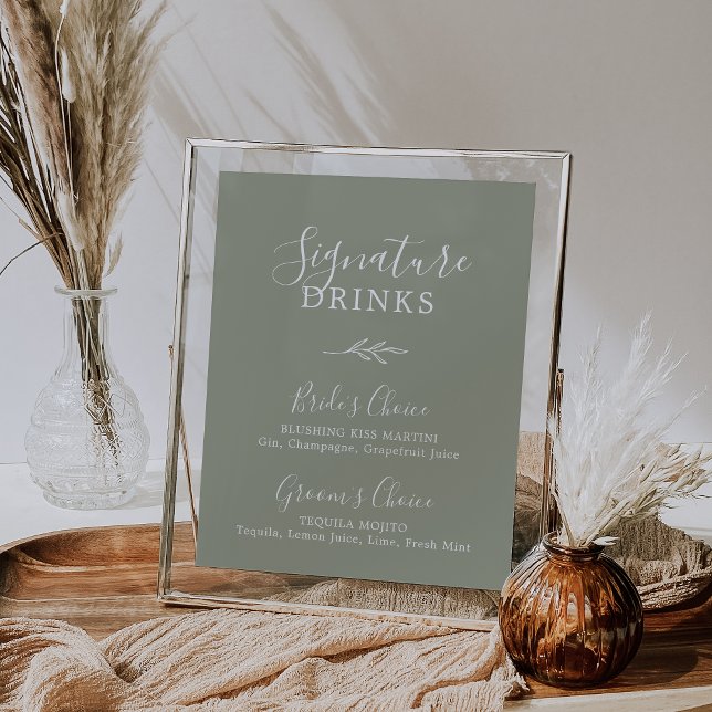 Folha mínima | Sage Green Signature Beduz Poster (Criador carregado)