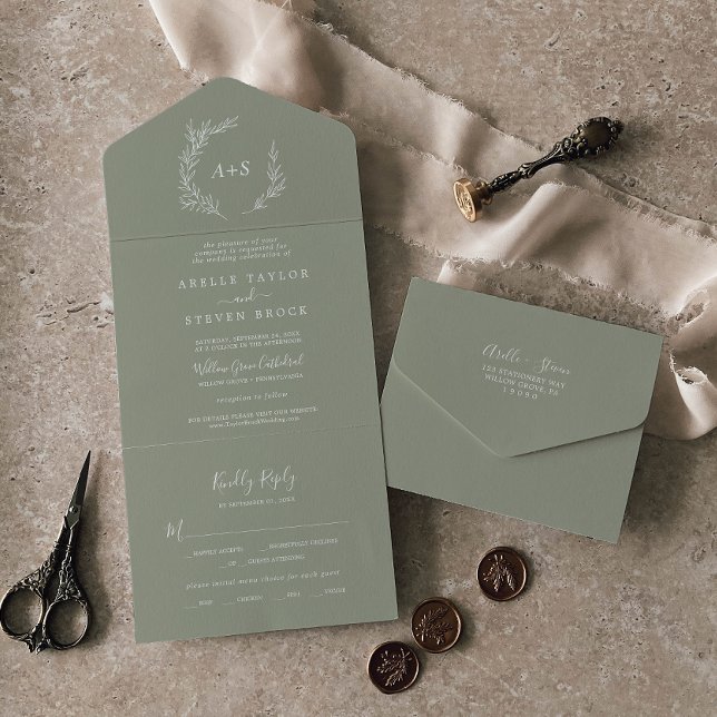 Folha mínima | Sage Green Wedding (Criador carregado)