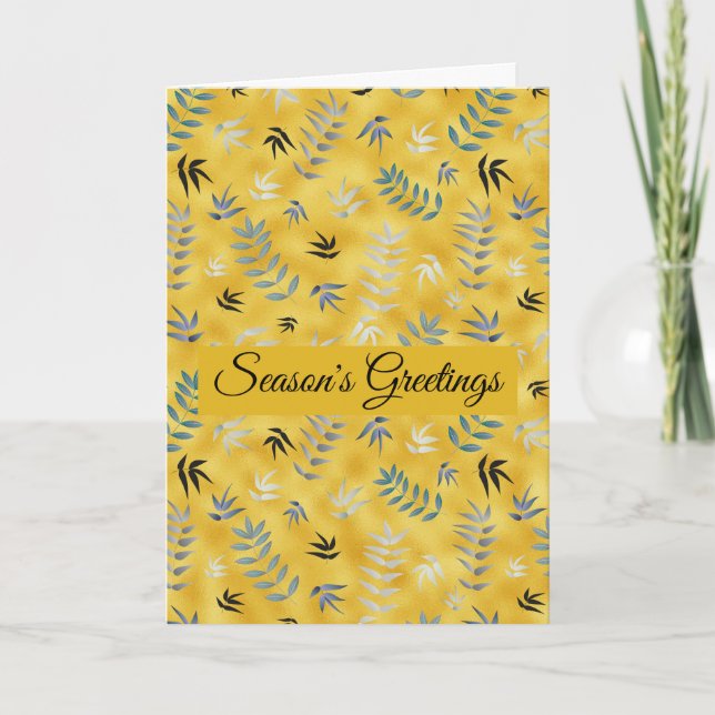 Folha moderna padrão ouro fundo Cartão de férias (Frente)