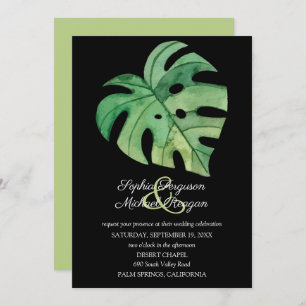 Folha monstera tropical em Convites de casamento p