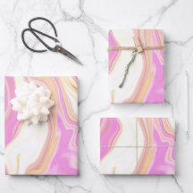 Folha plana de papel de moldagem de padrão rosa e