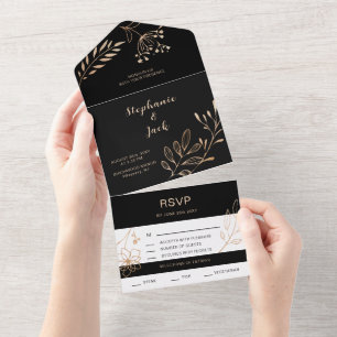 Folha Preta e Dourada - Casamento