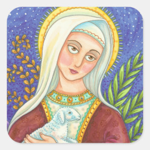 Folha QUADRADA CLÁSSICA das ETIQUETAS de Mary e d
