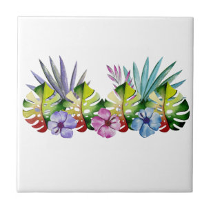 Folha Tropical Flor Colorida Havaiana