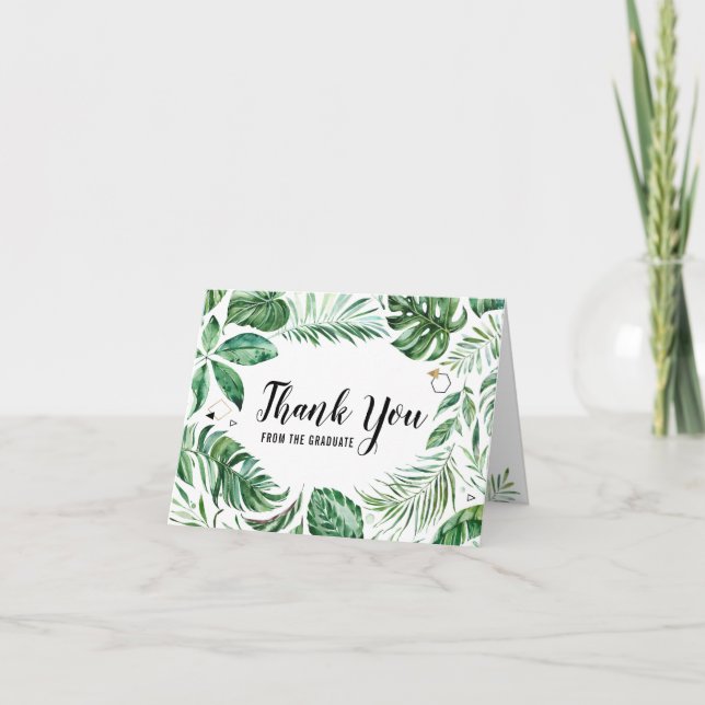 Folha Tropical Obrigado Do Cartão De Formando (Frente)
