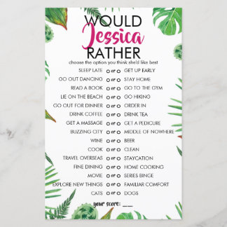 Folha tropical personalizável Ela iria Preferencia