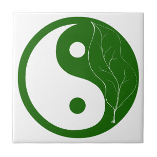 Folha Verde da Nature Yin Yang Azulejo
