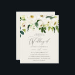 Folha Verde de Rosas Brancas em Casamento de Orçam<br><div class="desc">Folha Verde Rosas Brancas num Convite para Casamento de Orçamento</div>