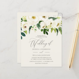 Folha Verde de Rosas Brancas em Casamento de Orçam