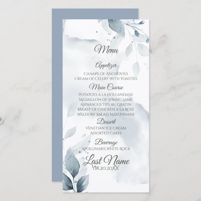 Folhagem Azul Elegante (Frente/Verso)