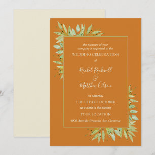 Folhagem Botânica de Convites de Casamento Ochre