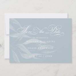 Folhagem Branca Moderna em Azul Derrante