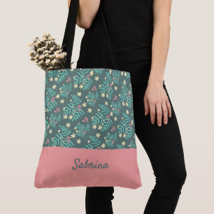 Folhagem Chic Monogramada Tote Bag