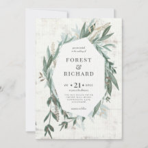 Folhagem Clássica com convite de casamento de efei
