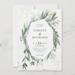 Folhagem Clássica com convite de casamento de efei