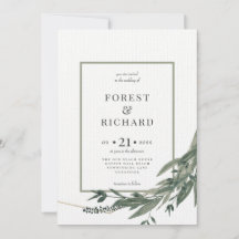 Folhagem clássica, polígono, convite para aquarela