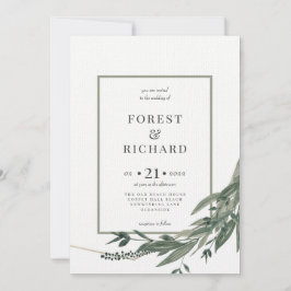 Folhagem clássica, polígono, convite para aquarela